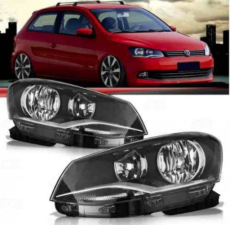 Farol Gol Voyage Saveiro G6 12 13 Máscara Negra Foco Duplo.